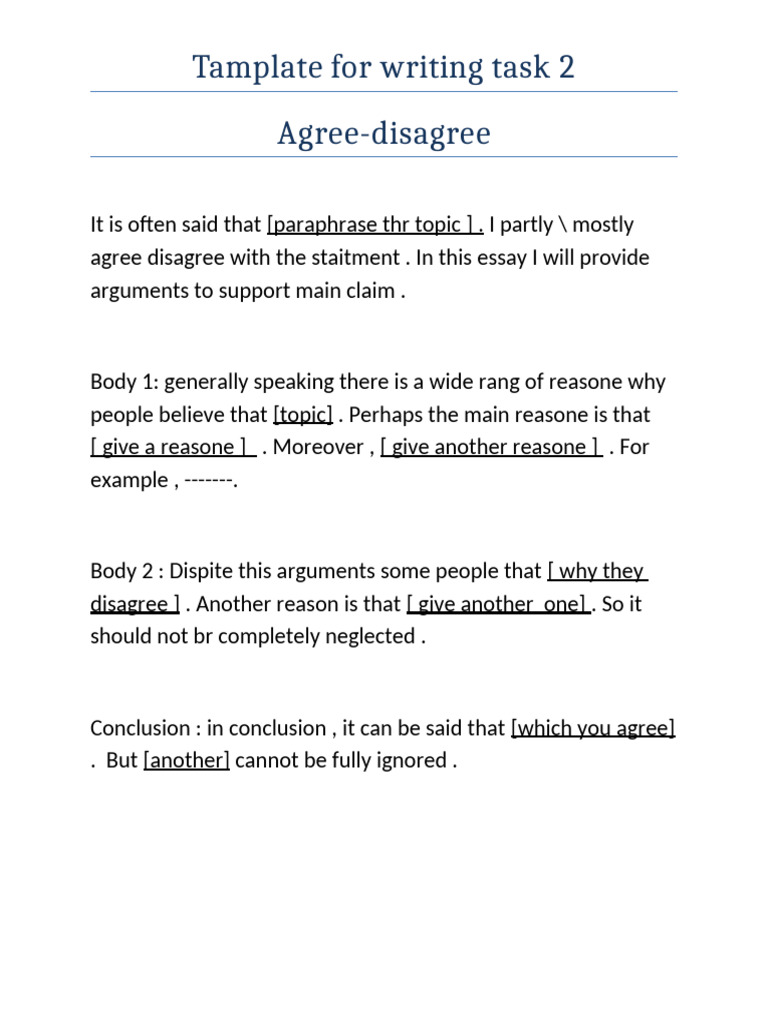 Task 2 Essay Writing Templates | PDF | Reason