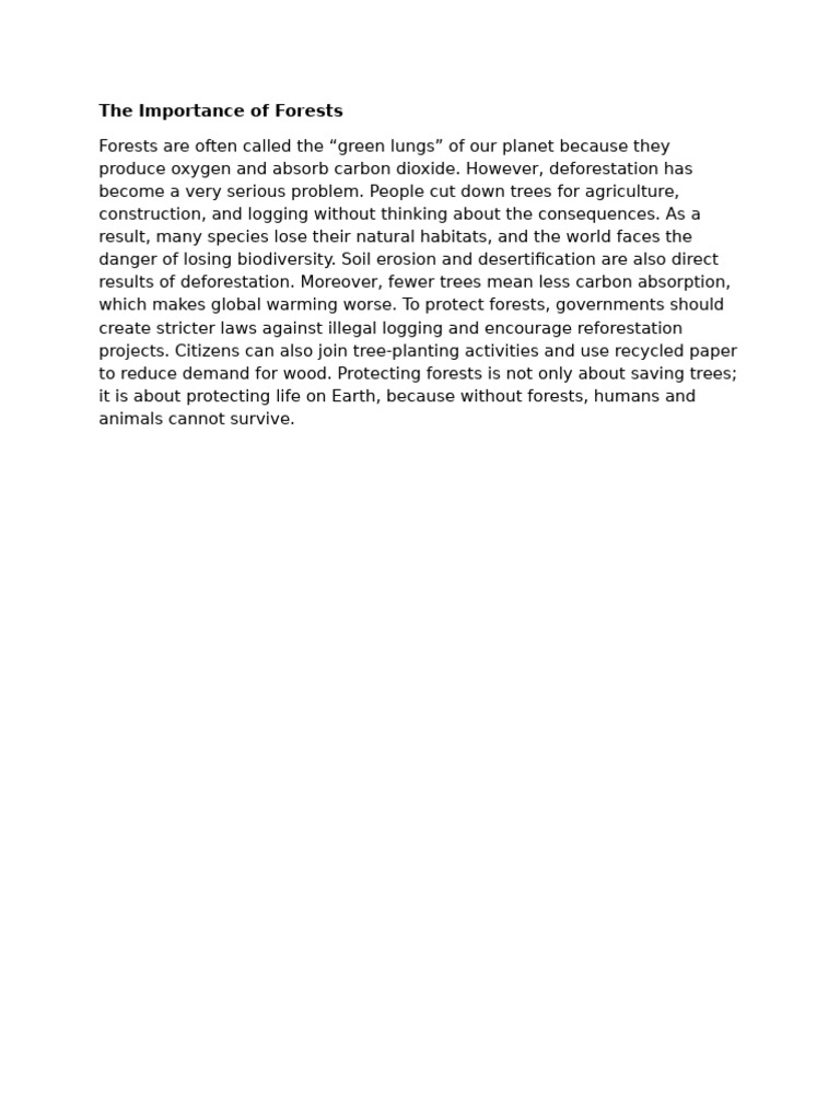 The Importance of Forests | PDF