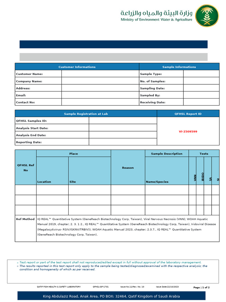 Qatif Fish Health Test Report 2025 | PDF | Health Sciences | Biology