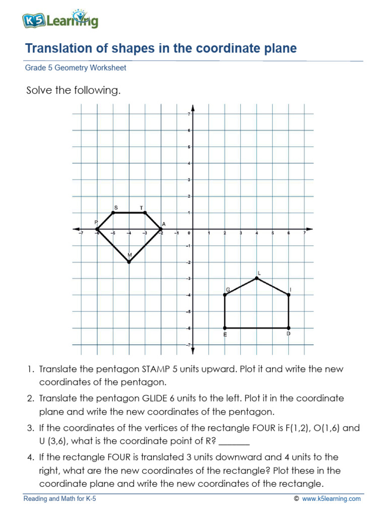 K-5 Geometry: Shape Translation Worksheet | PDF