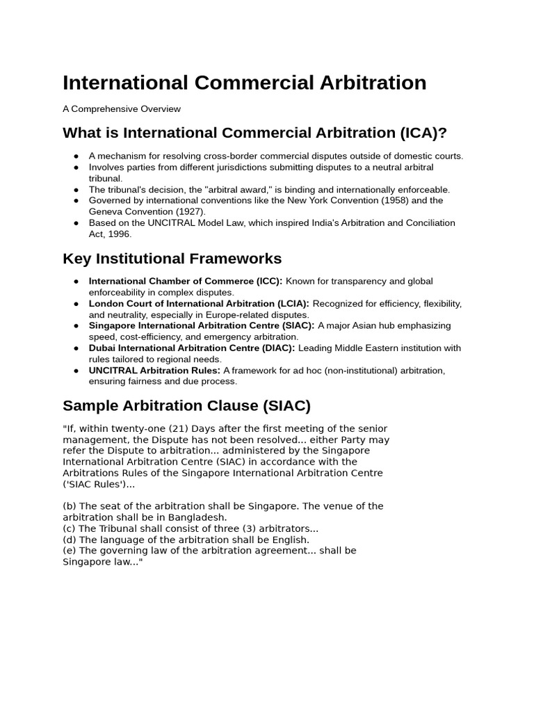 International Commercial Arbitration Guide | PDF | Arbitration ...