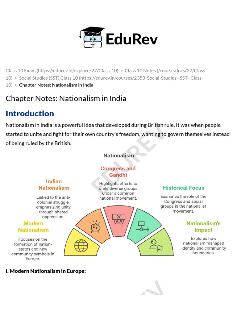 Nationalism in India: Class 10 Notes | PDF | Mahatma Gandhi | Indian ...