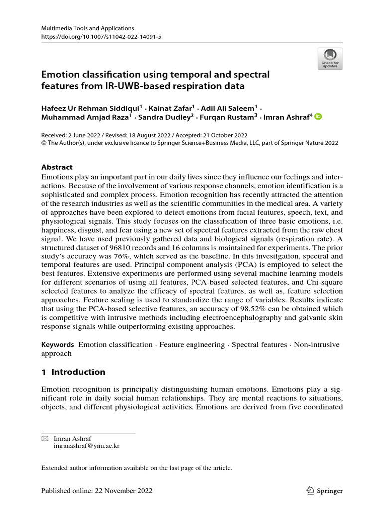Emotion Classification via Spectral Features | PDF | Spectral Density ...