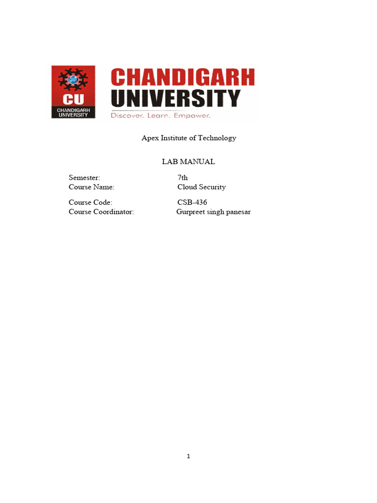 Cloud Security Lab Manual for CSB-436 | PDF | Microsoft Azure | Engineering