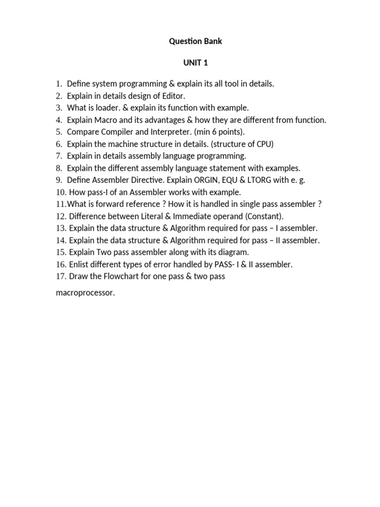 System Programming Question Bank | PDF