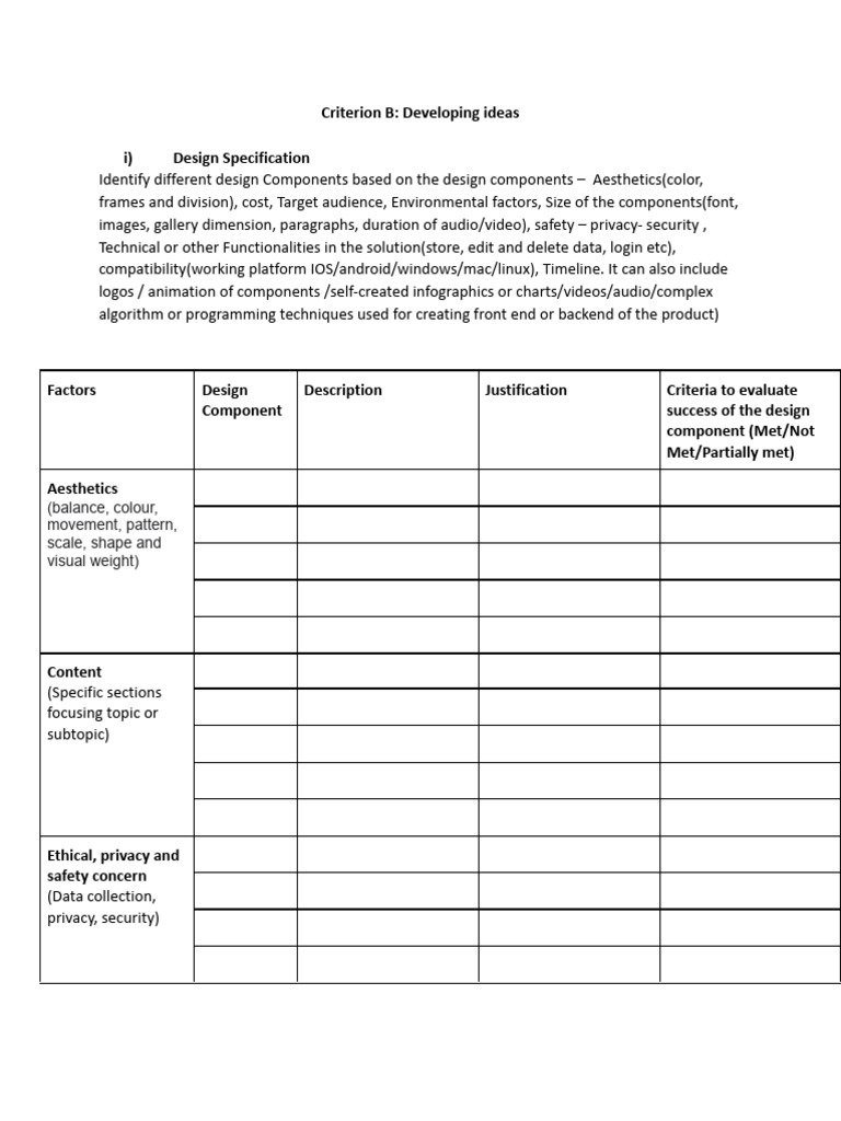 Design Specification and Evaluation Guide | PDF | Design | Computing