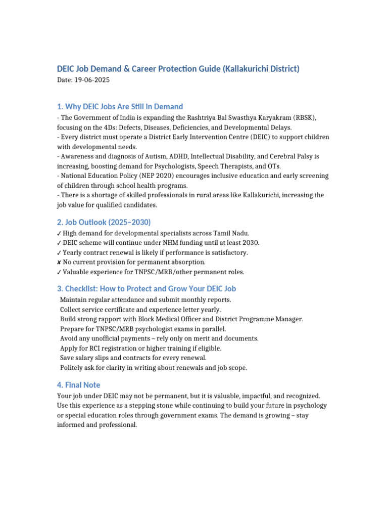 DEIC Job Demand & Career Tips Guide | PDF