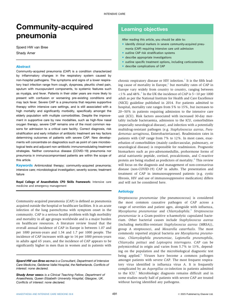 Community-Acquired Pneumonia 2025 | PDF | Pneumonia | Sepsis