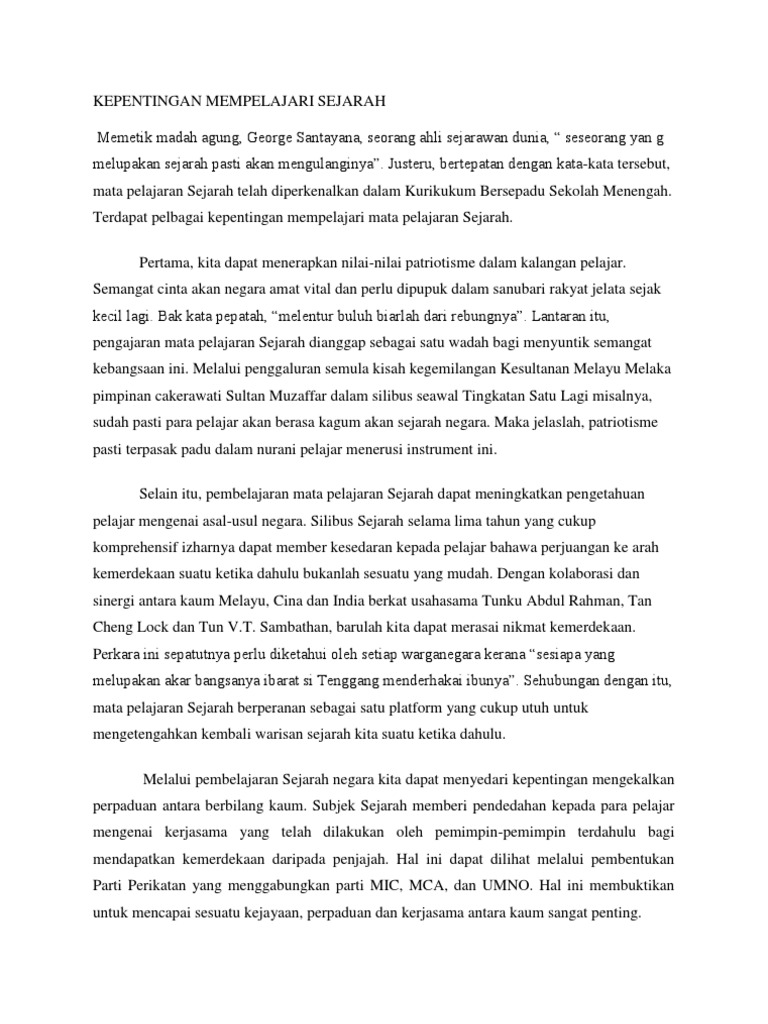 Kepentingan Mempelajari Sejarah Pdf