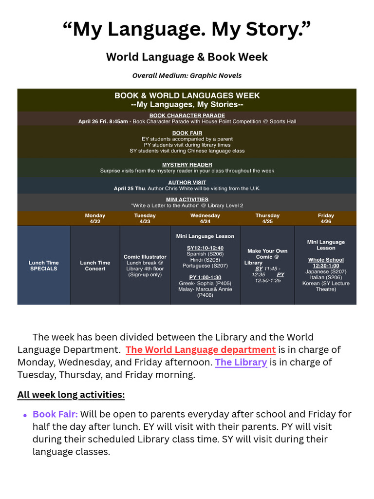 World Language & Book Week Activities | PDF