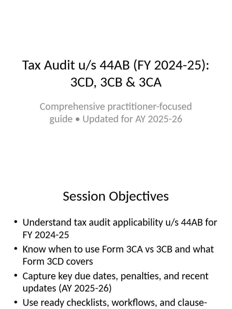 Tax Audit Guide: Forms 3CA, 3CB, 3CD | PDF | Audit | Business