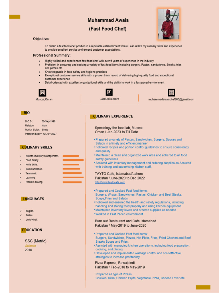 Local Guide Program: Fast Food Chef Resume | PDF | Hamburgers | Fast Food