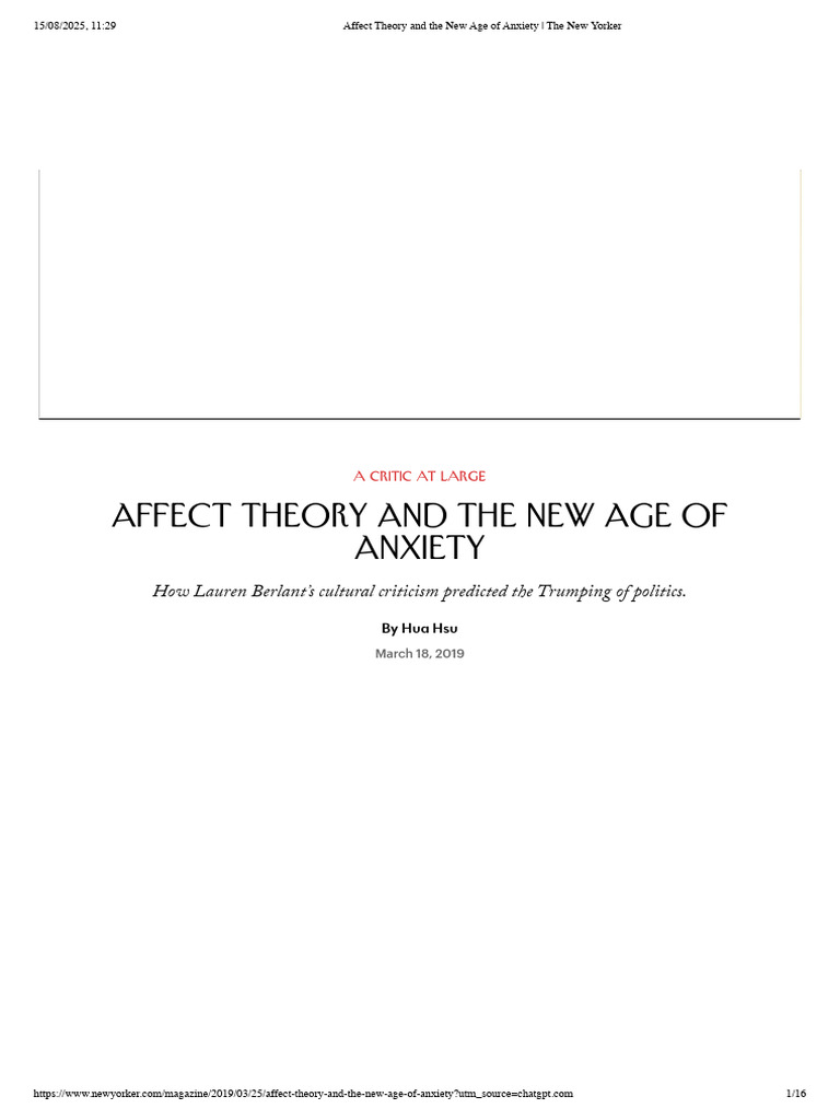 Affect Theory and Political Anxiety | PDF | Affect (Psychology ...