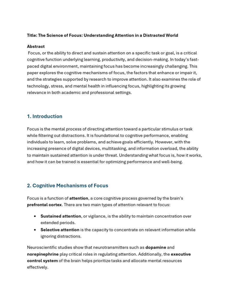 Enhancing Focus in a Distracted World | PDF | Attention | Cognition