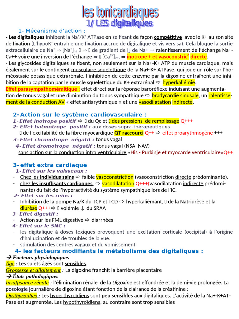 Effets des digitaliques sur le cœur | PDF | État de choc circulatoire ...