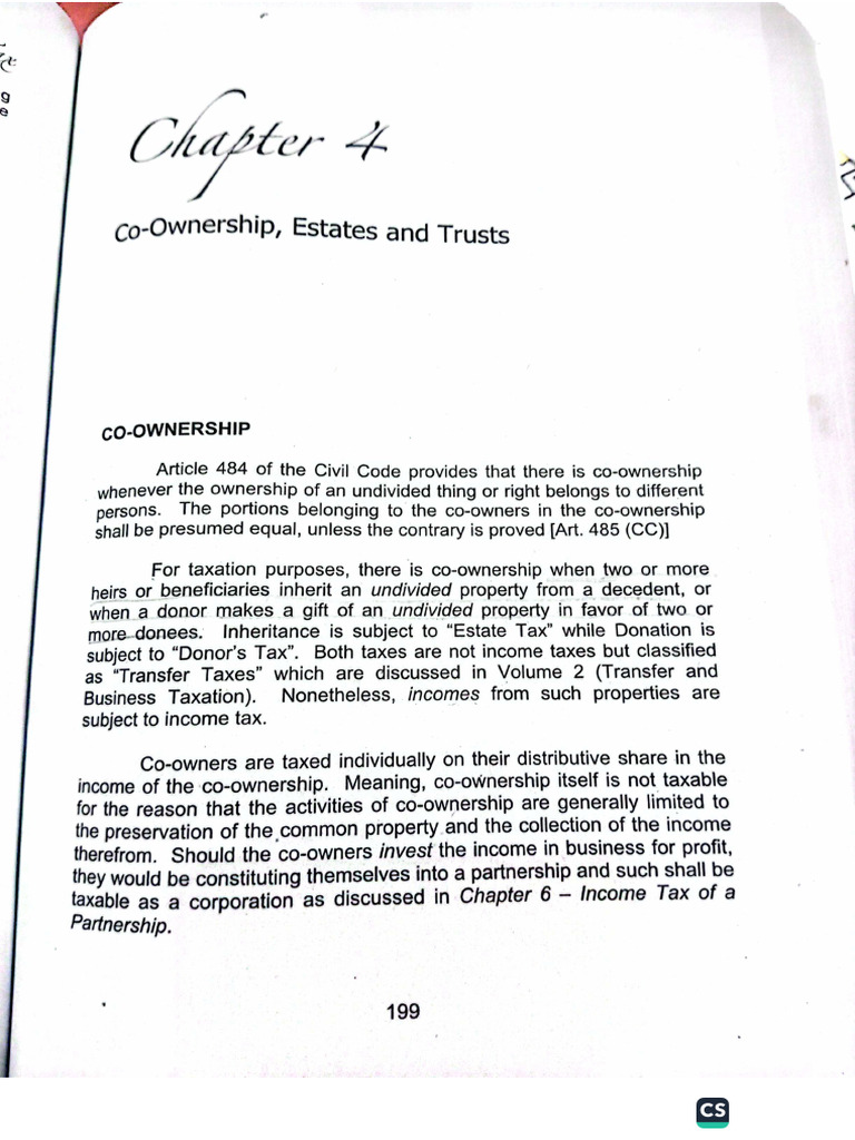 Chapter 4 Co-Ownership, Estate, Trust Taxes | PDF