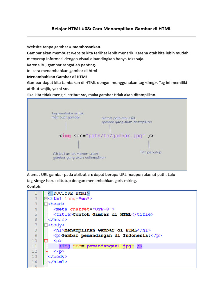 Cara Menampilkan Gambar Di HTML | PDF
