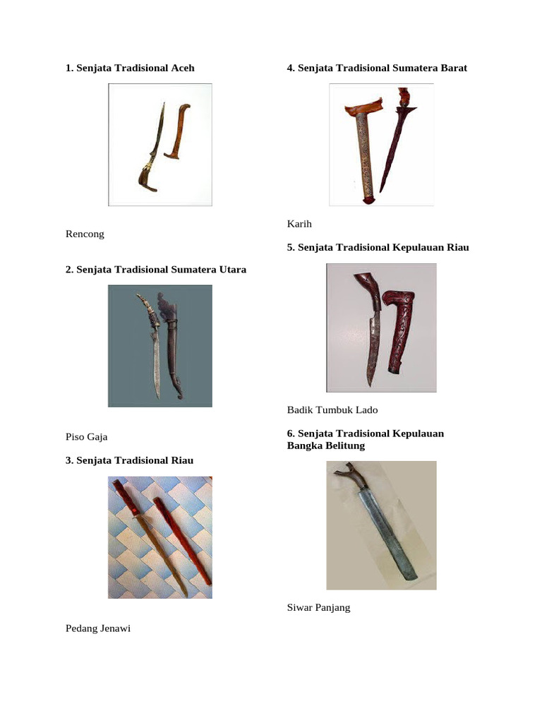 Senjata Tradisional 34 Provinsi | PDF