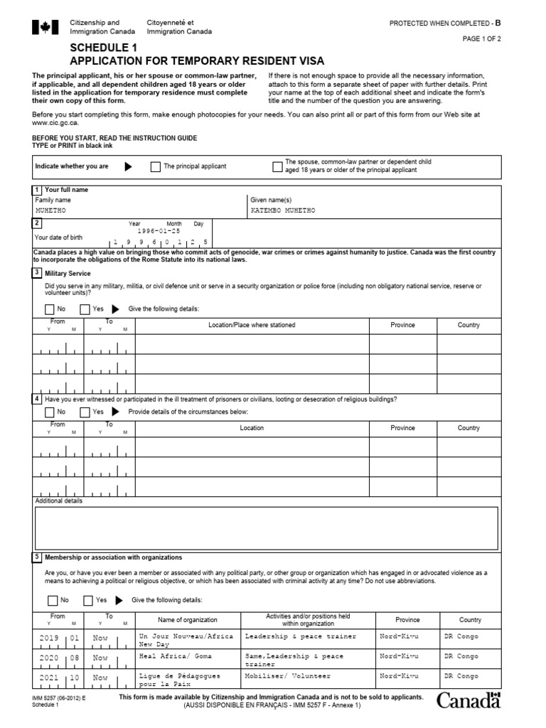 Temporary Resident Visa Application Form | PDF | Crimes | Crime & Violence
