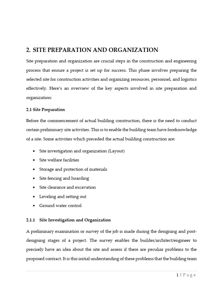 Site Preparation and Organization in Construction | PDF | Occupational ...