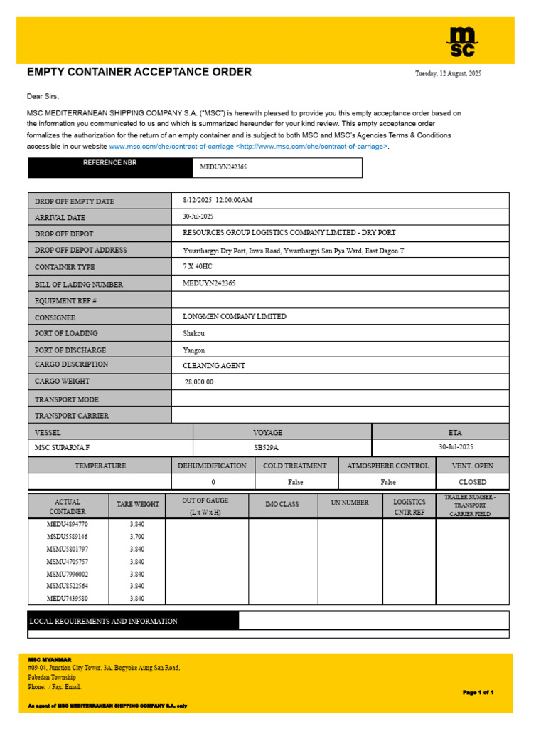 Logistics Order tmp1F10 | PDF | Cargo | Shipping
