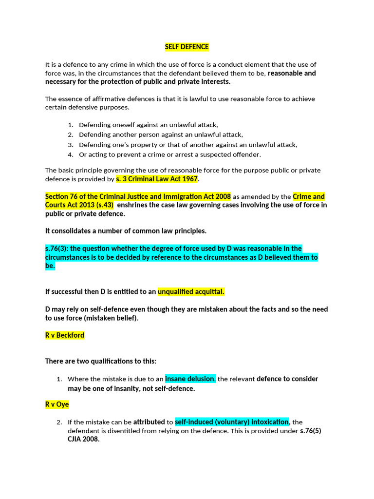 Understanding Self-Defence Laws | PDF | Criminal Law | Criminal Justice