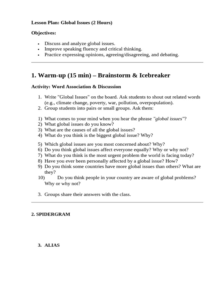 Global Issues Lesson Plan for Debate | PDF | Reuse | Sustainability
