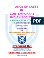 Relevance of Caste IN Contemporary Indian Society: Prepared by