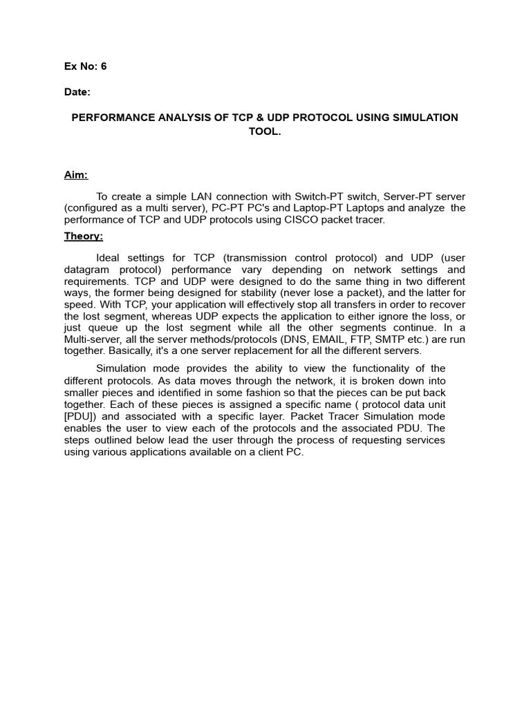 TCP vs UDP Performance Analysis | PDF | File Transfer Protocol ...
