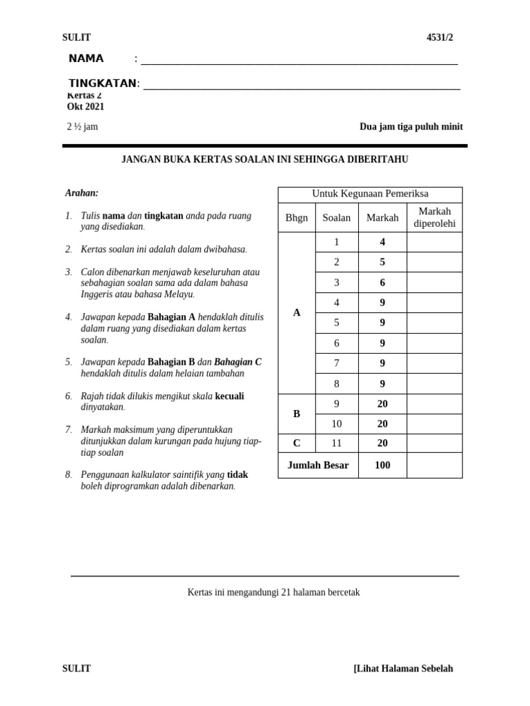 Ujian Akhir Tahun Ting 4 - K2 | PDF