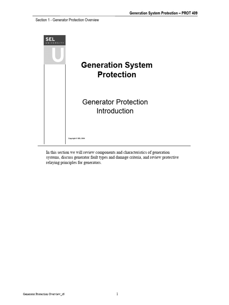 Generator Protection Principles Explained | PDF | Electric Generator ...