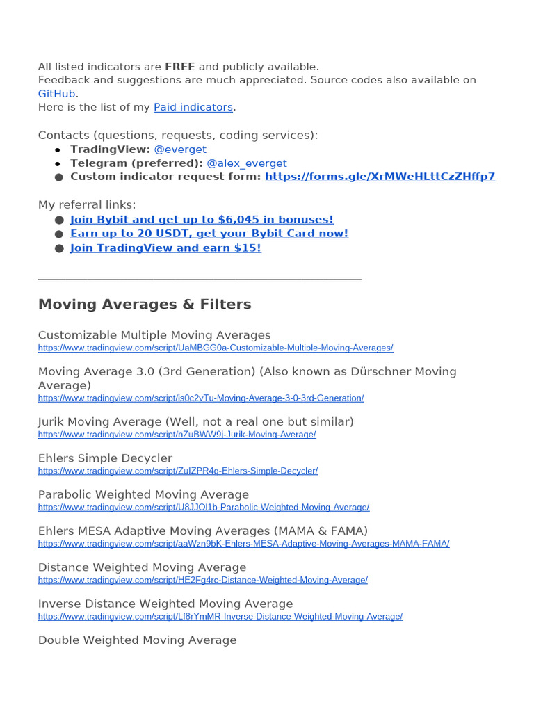 Free Trading Indicators List on TradingView | PDF | Moving Average ...