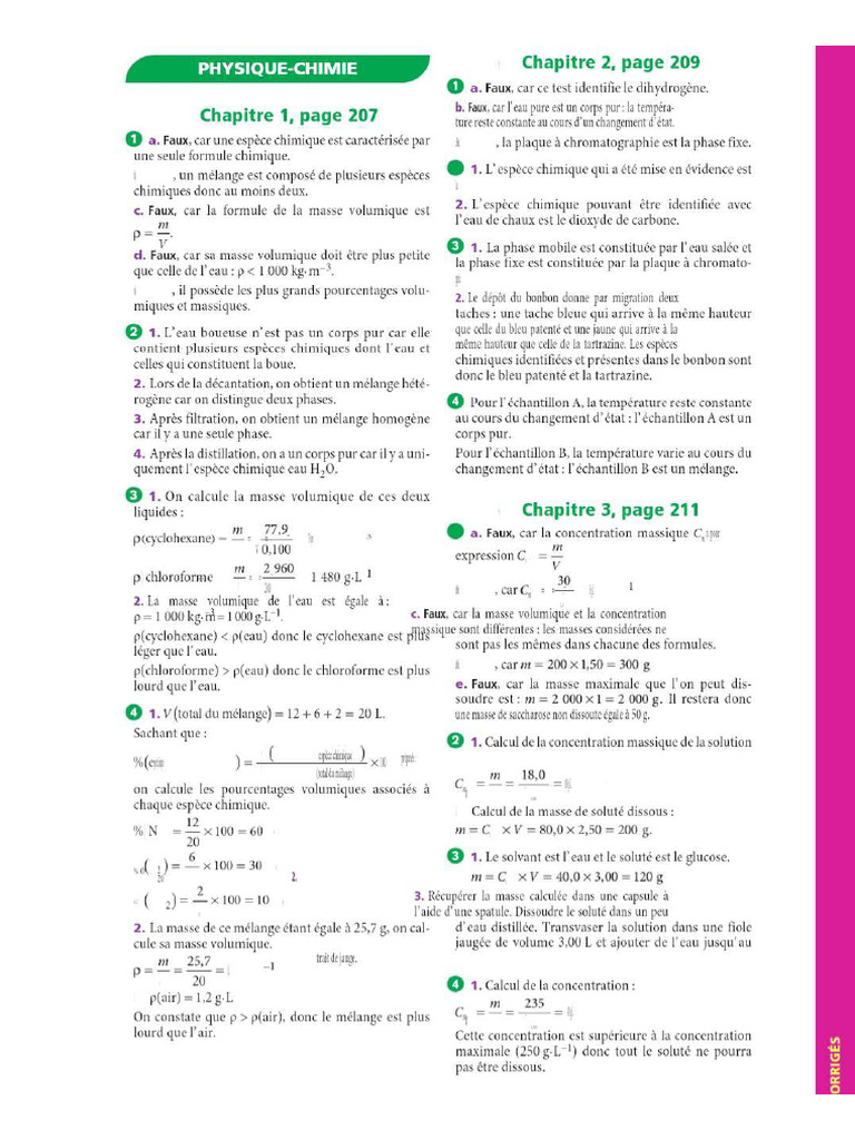 Physique Chimie Corrigés | PDF