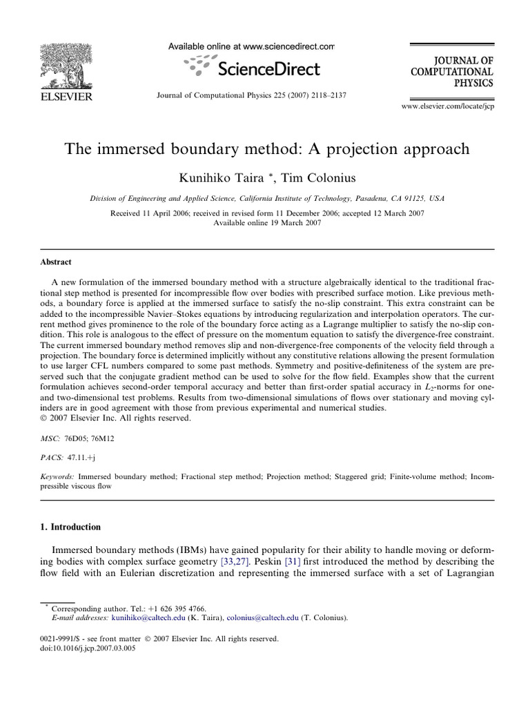 The Immersed Boundary Method A Projectio | PDF | Force | Fluid Dynamics