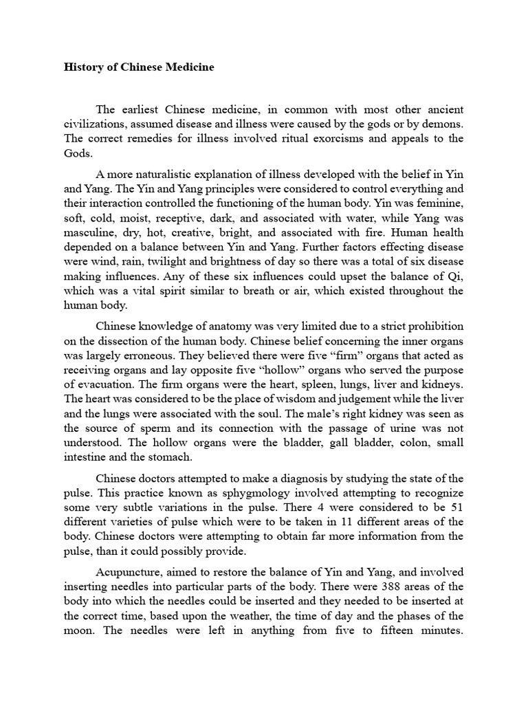 Overview of Chinese Medicine History | PDF | Traditional Chinese ...