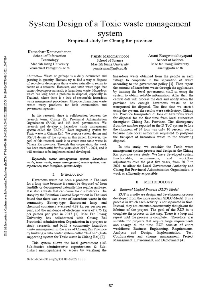 Toxic Waste Management System Design | PDF | Waste | Hazardous Waste