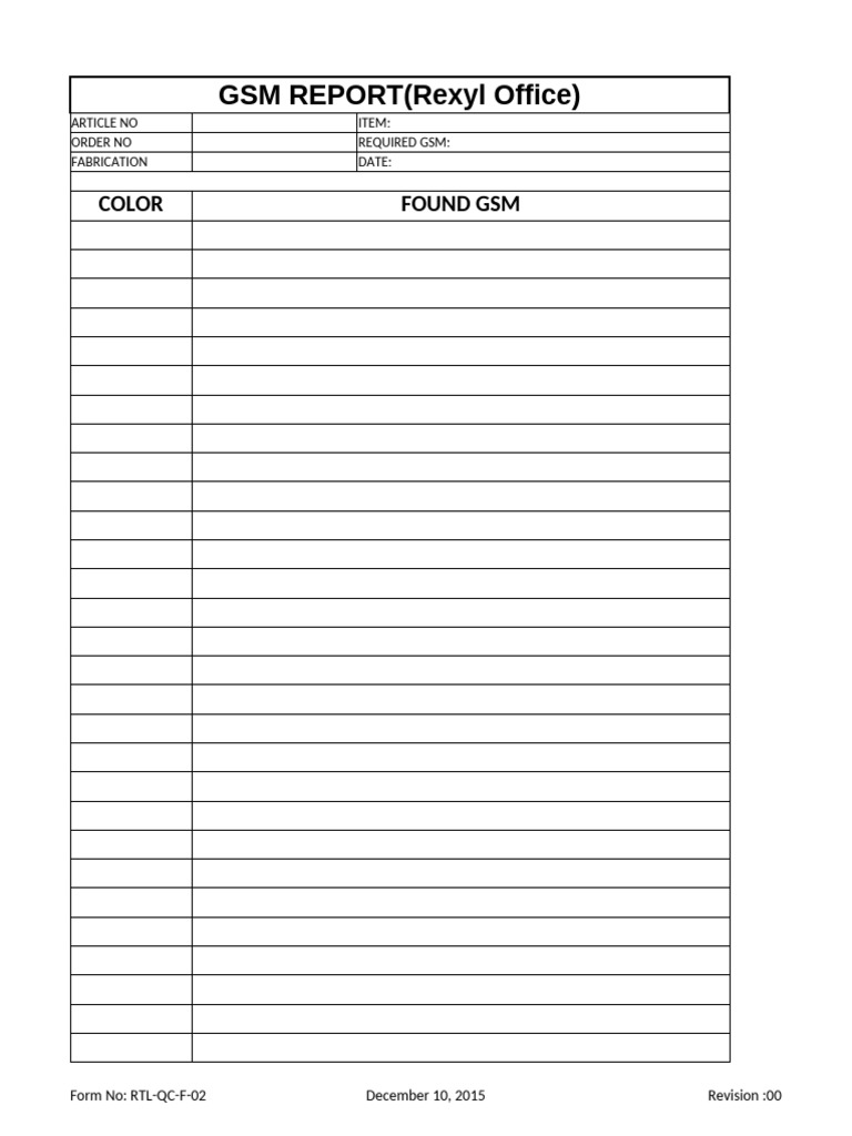 GSM Report for Rexyl Office | PDF