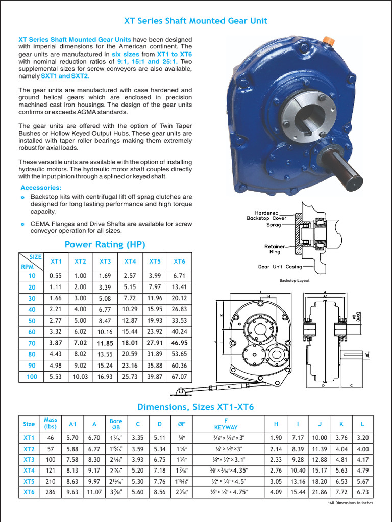 XT Series Shaft Mounted Gear Units Overview | PDF | Gear | Vehicle ...