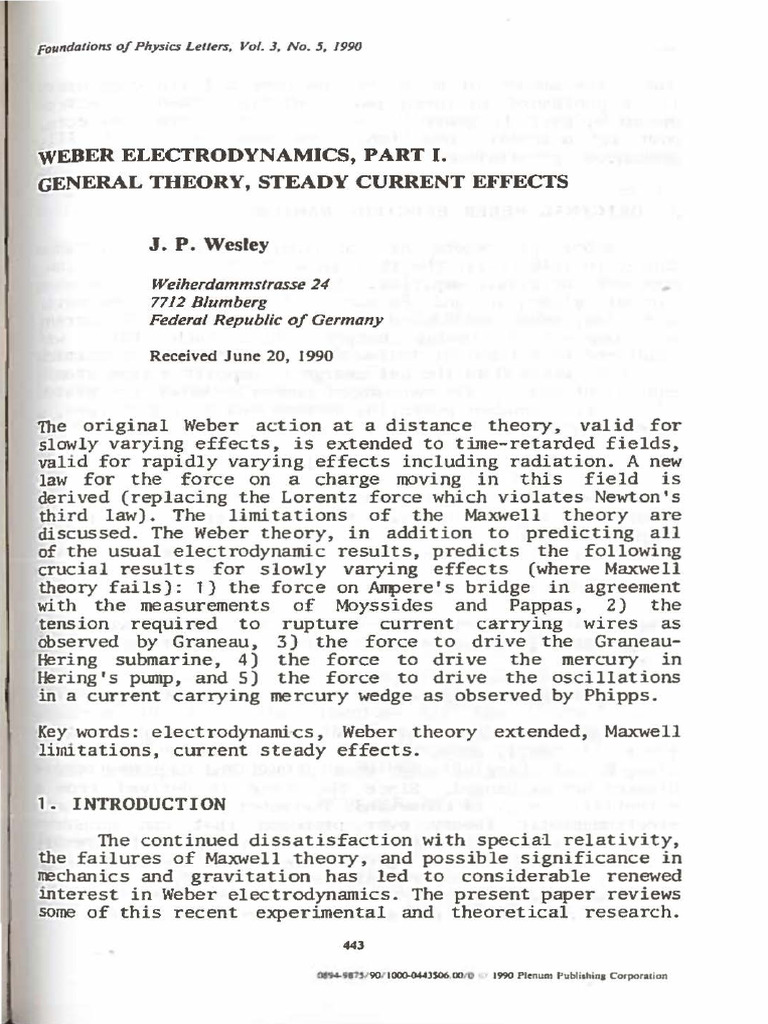 Weber - Electrodynamics - PartI - General - Theory - Steady - Current ...