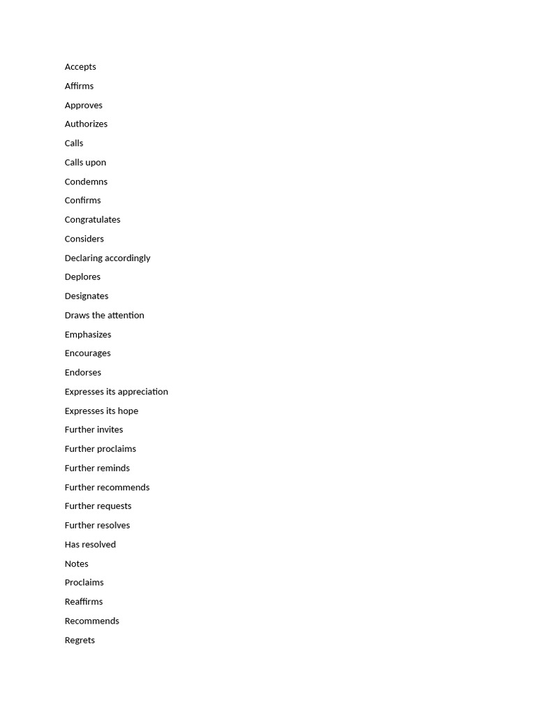 Key Operative Phrases in Resolutions | PDF