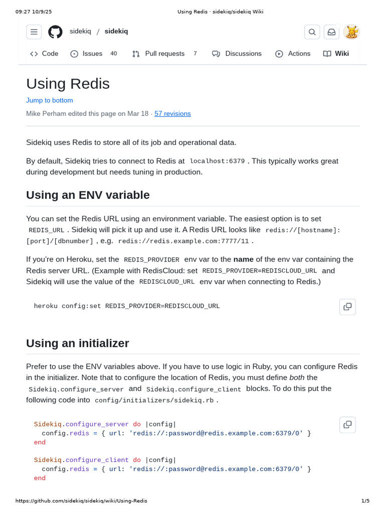 Configuring Sidekiq with Redis | PDF | Cache (Computing) | Computer Science