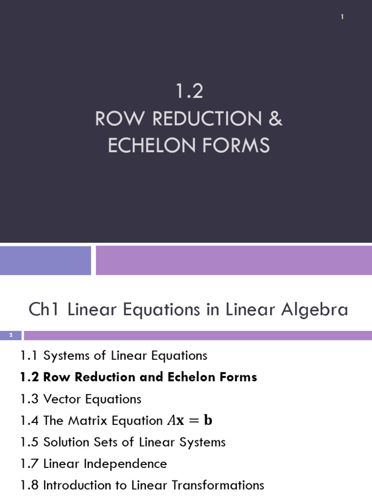 Row Reduction and Echelon Forms Guide | PDF | Matrix (Mathematics ...