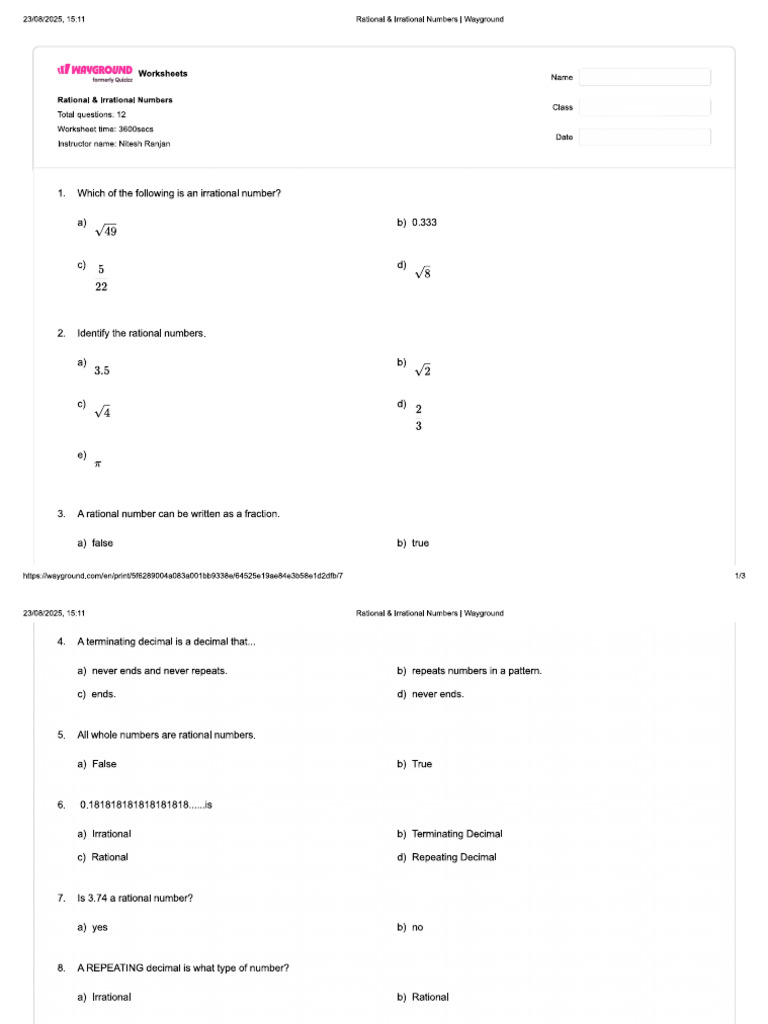 Rational Irrational | PDF