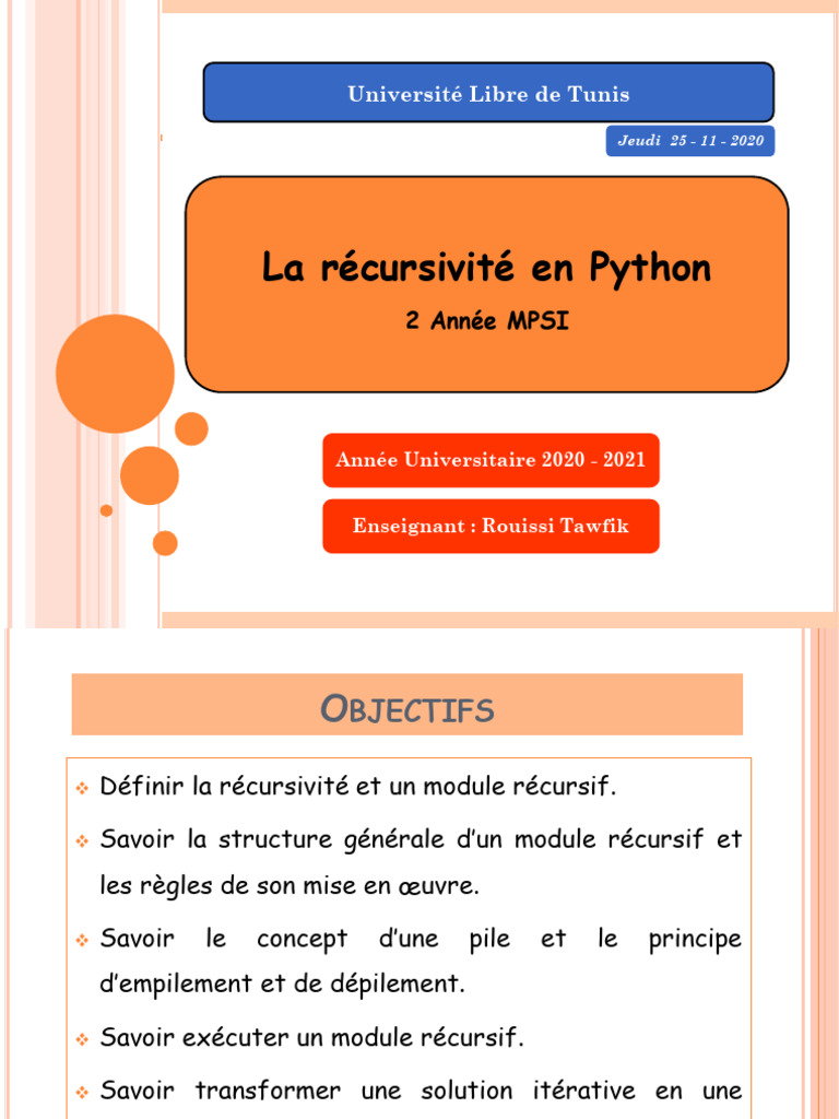 Récursivité en Python : Guide et Exemples | PDF | Entier naturel ...