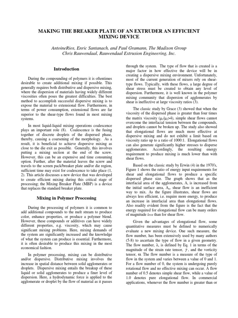Extrusion Artical Making The Breaker Plate of An Extruder and Efficient Mixing Device Rios