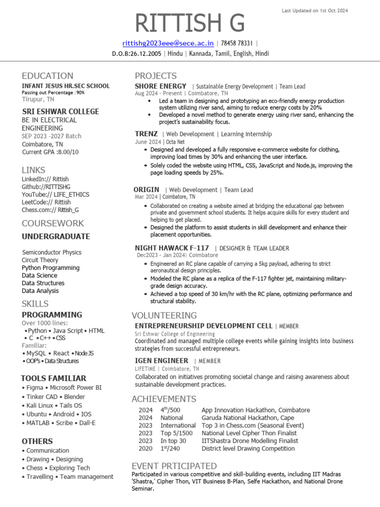 Rittish G: Electrical Engineering Profile | PDF | Computing | Software
