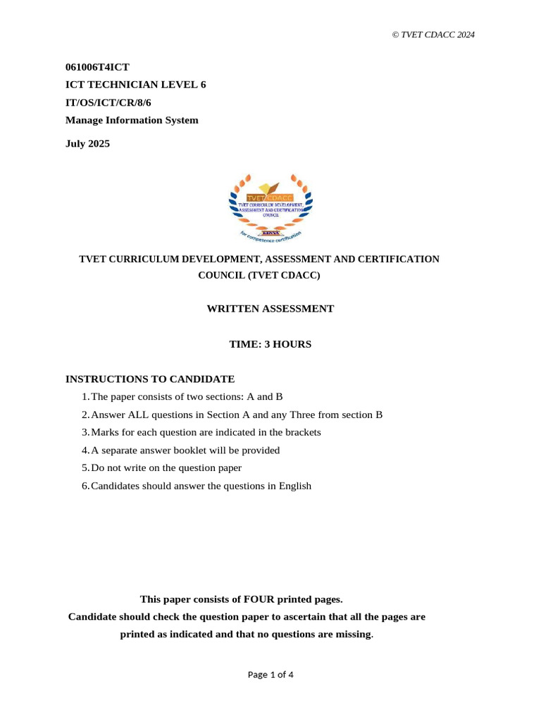 ICT Technician Level 6 Assessment Guide | PDF | Computing
