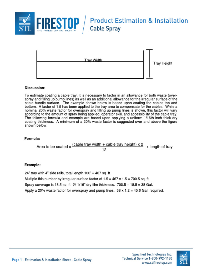 Cable Spray Estimation & Installation Guide | PDF