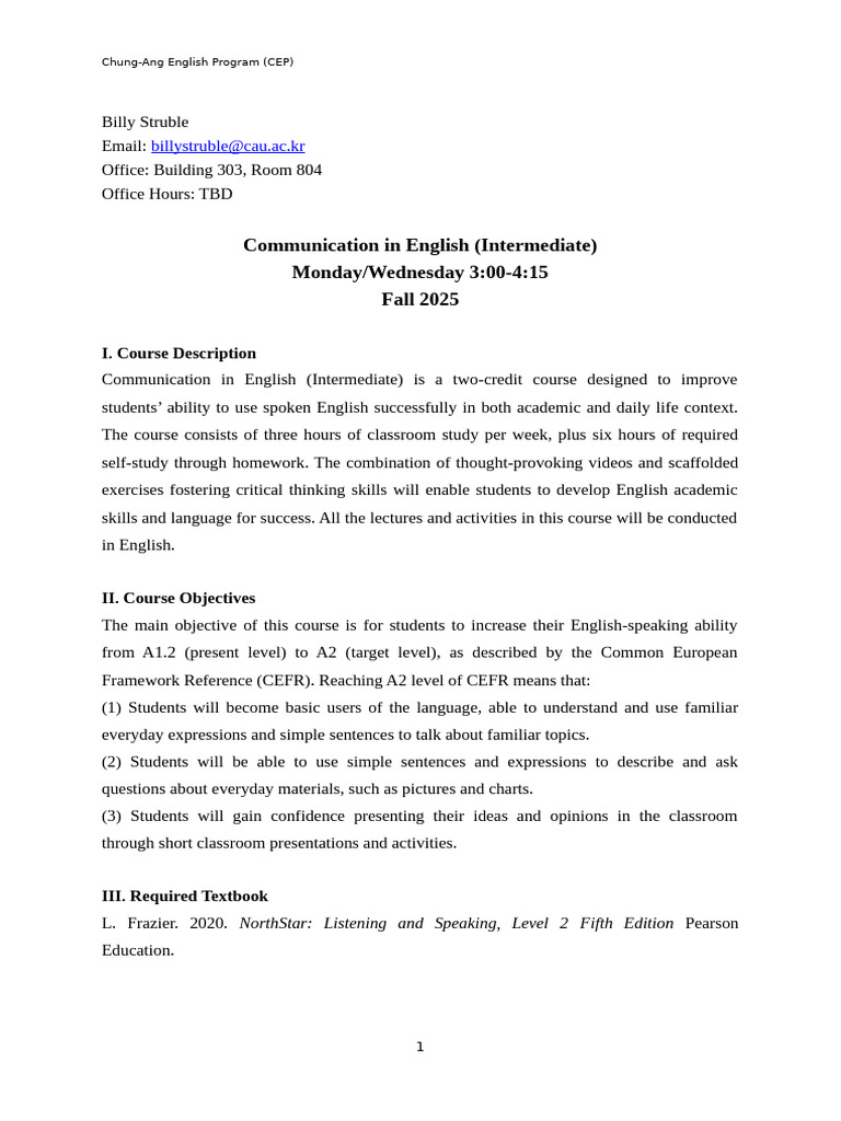 Intermediate English Communication Course | PDF | Menu | Human ...