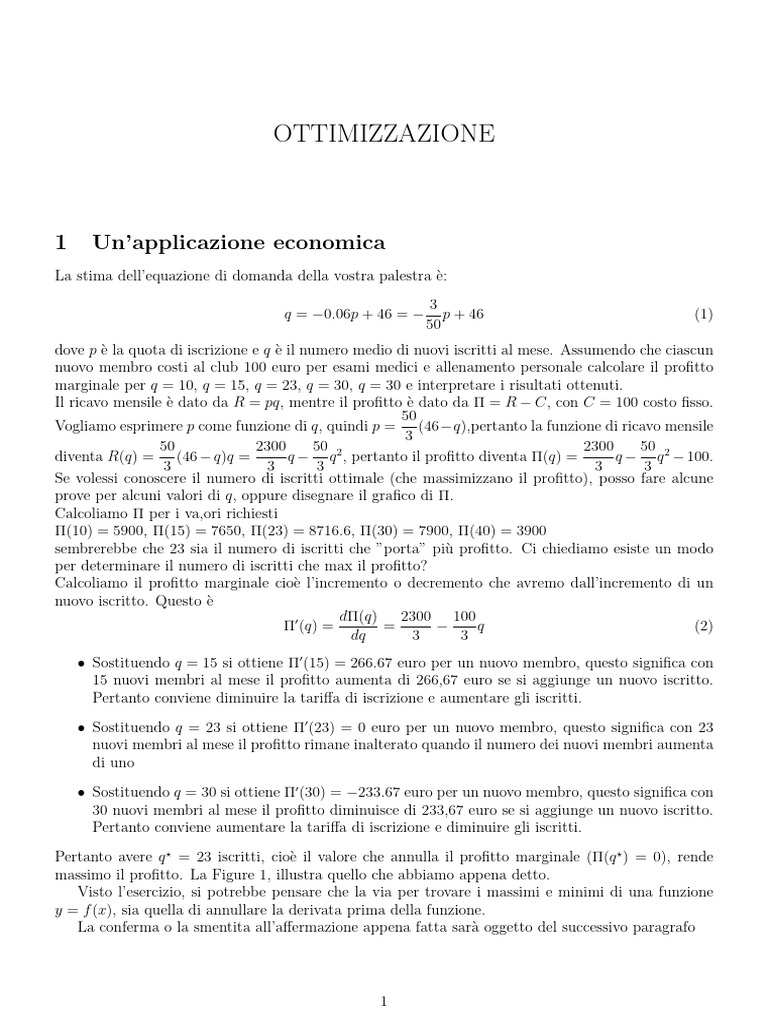 OTTIMIZZAZIONE Matematica | PDF